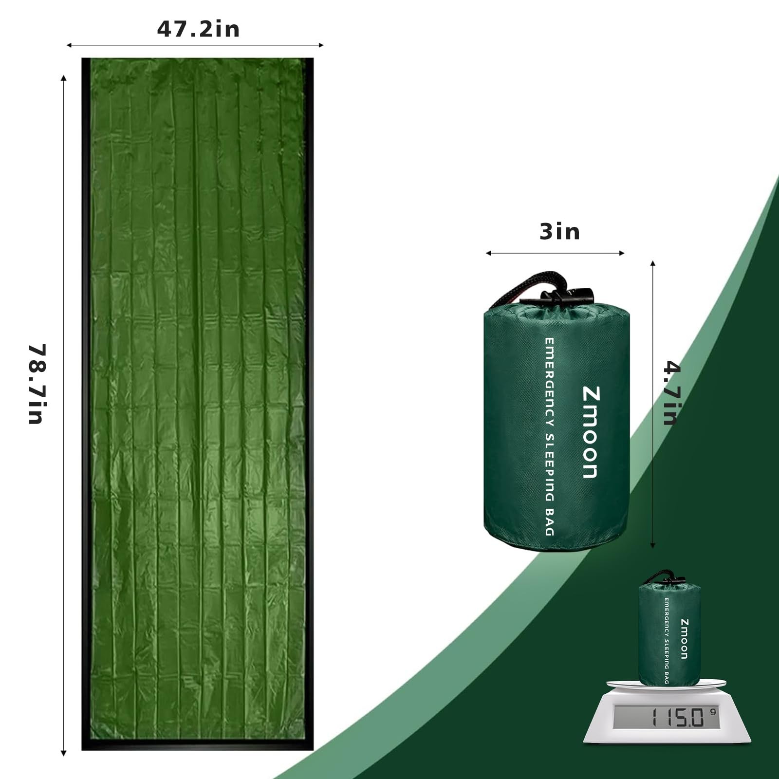 Zmoon Emergency Sleeping Bag Survival Bag, Green Pack of 2, orange-2pcs