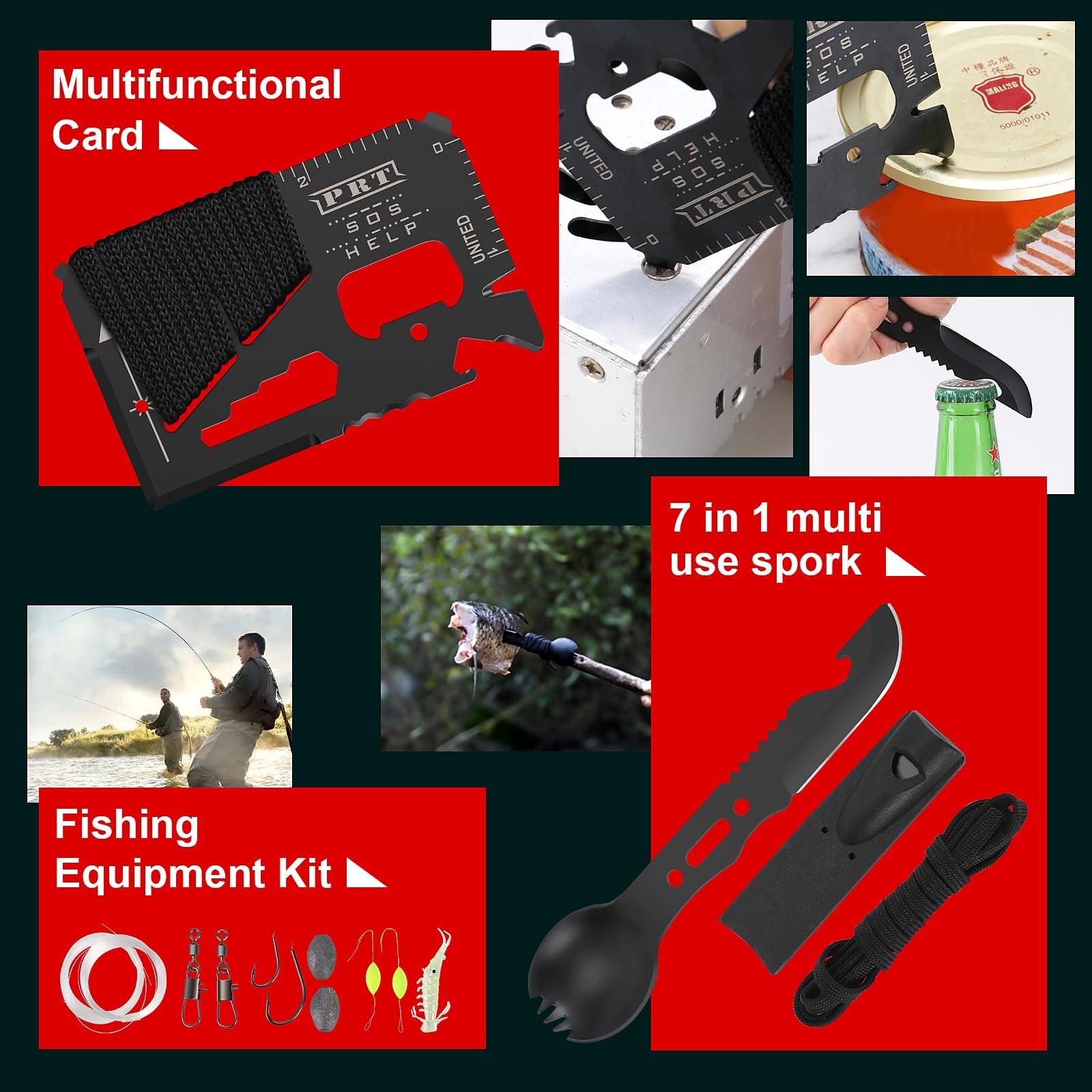 PIXATO Survival Kits, Survival Gear and Equipment 116-in-1, Emergency Kit with