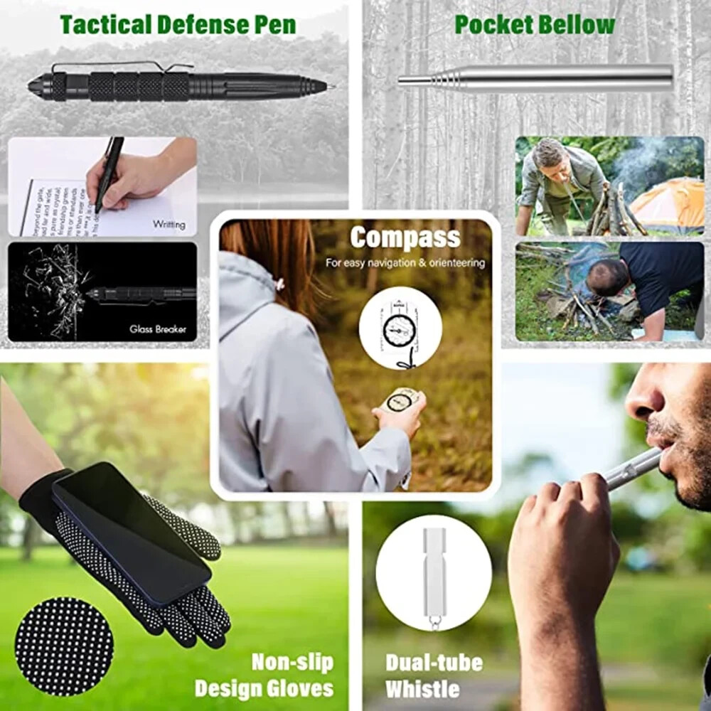 Survival Kit and First Aid Kit, 142Pcs Professional Survival Gear and Equipment