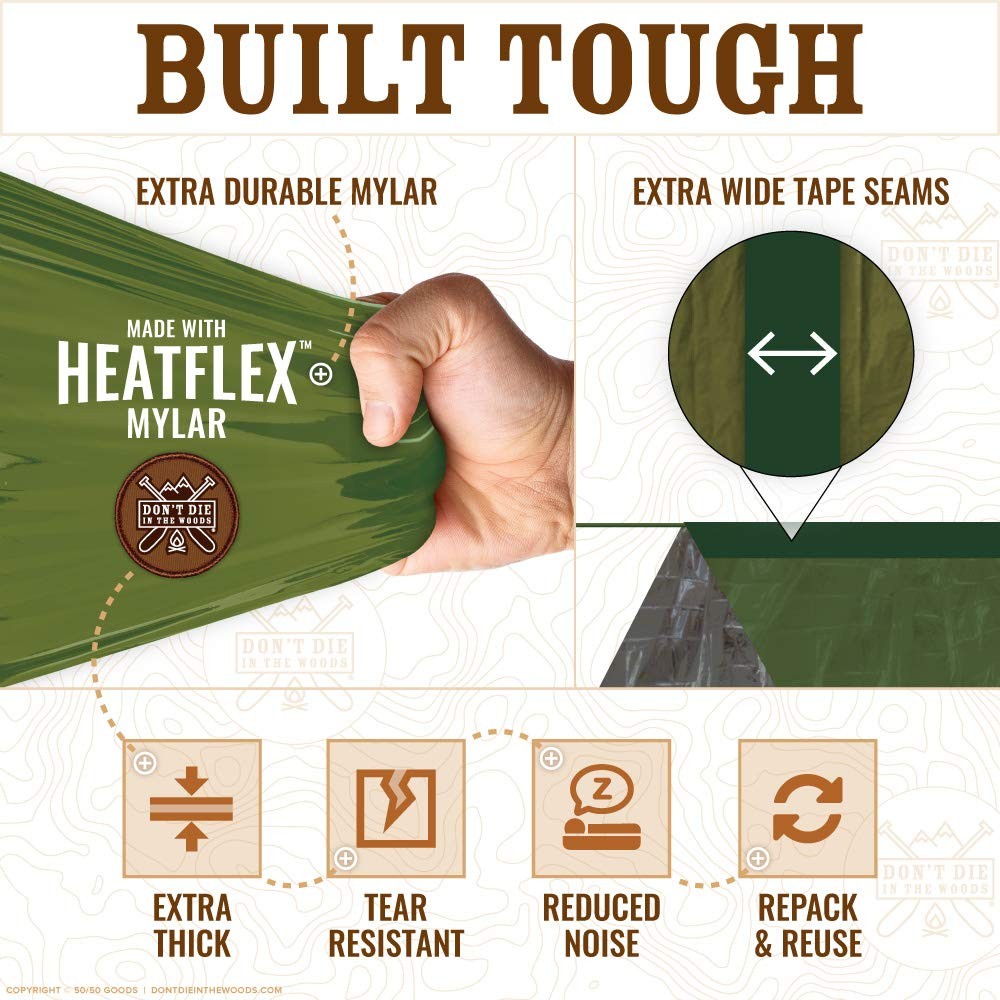 – Survival Tent – Made with Extra-Thick Space Blanket Thermal Mylar – Emergen…