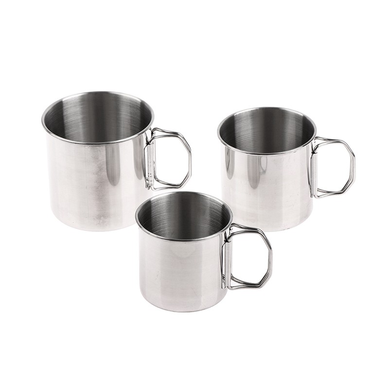 Stainless Steel Folding Handle Cup Portable Carabiner Cup Outdoor Supplies