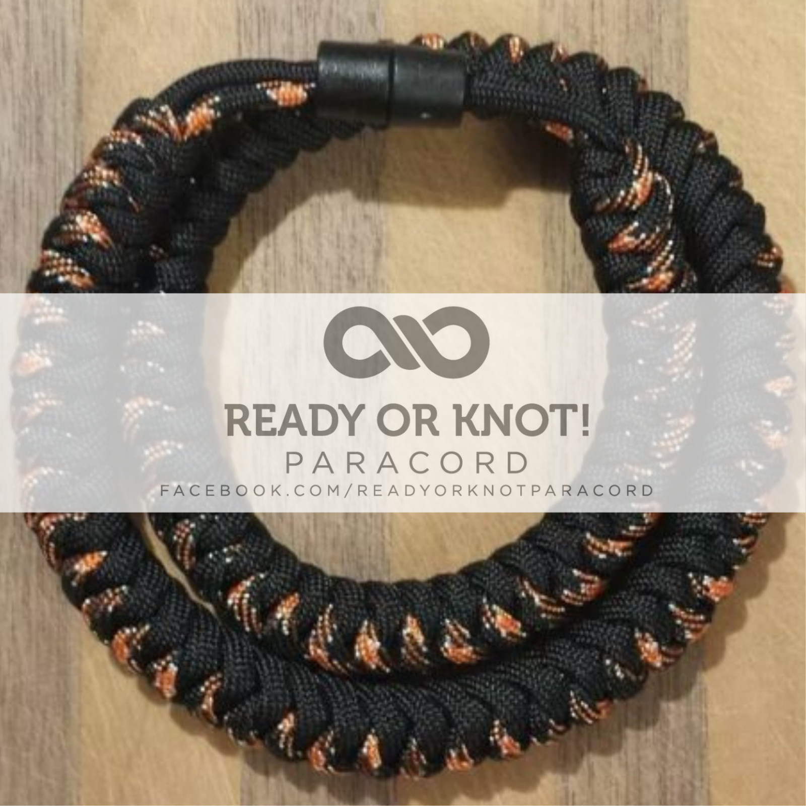550 USA Paracord Snake Weave Necklace Harley/Black (Various Lengths)