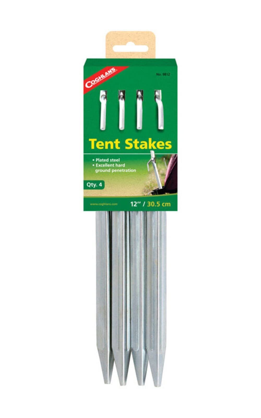 Coghlan’s Heavy-Duty Steel Tent Stakes for Secure Camping, One Size, Gray