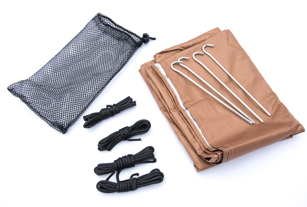 Brown HD Heavy Duty Thermal Reflective Blanket Kit 4 Stakes Emergency Solar Tarp