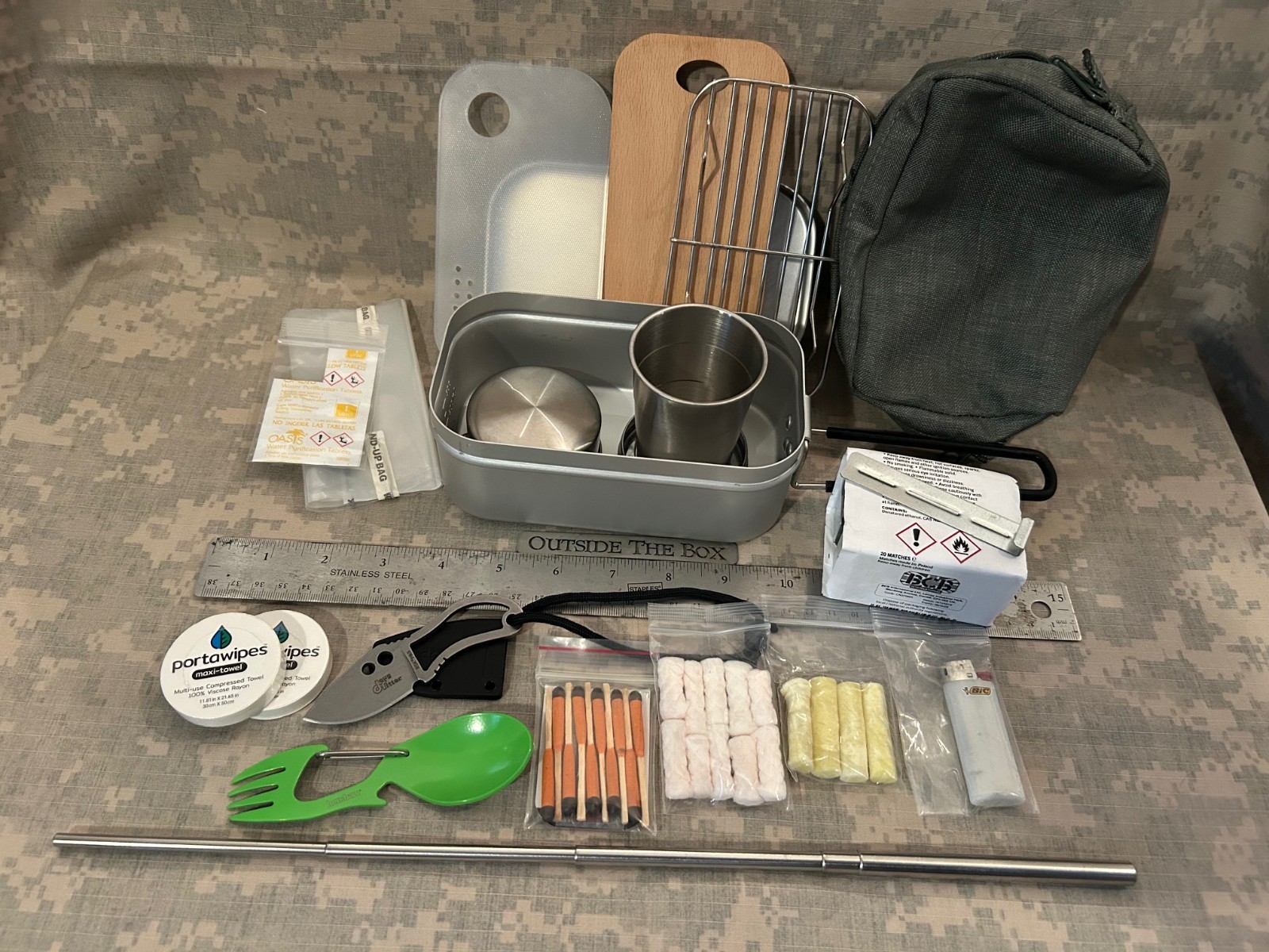Emergency/Survival: FULLY STOCKED Aluminum Mess/Ration Kit Tin & Nylon Pouch
