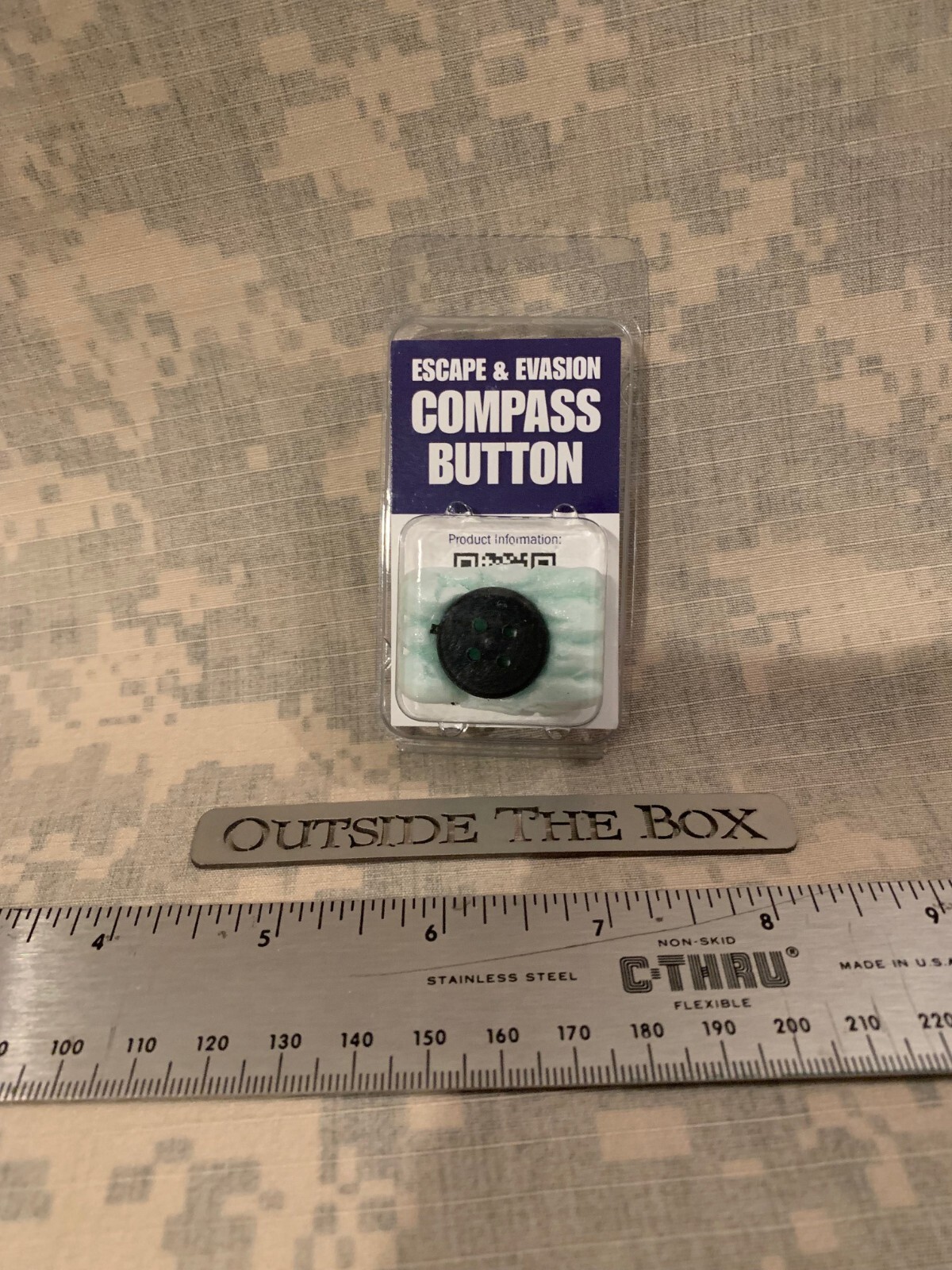 Emergency/Survival: Compass Button, BLACK – Escape & Evasion, 3/4″