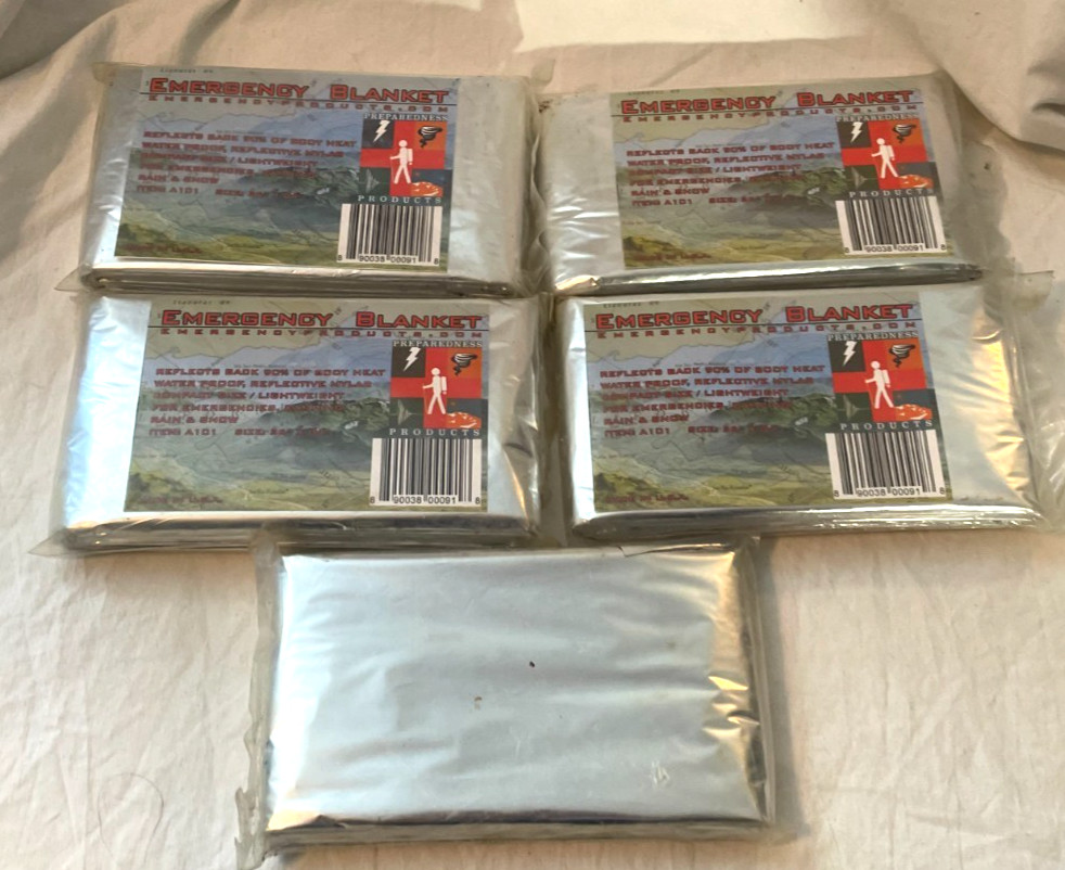 Lot of 5 Large 36″ x 84″ Emergency Mylar Blanket Survival Safety New