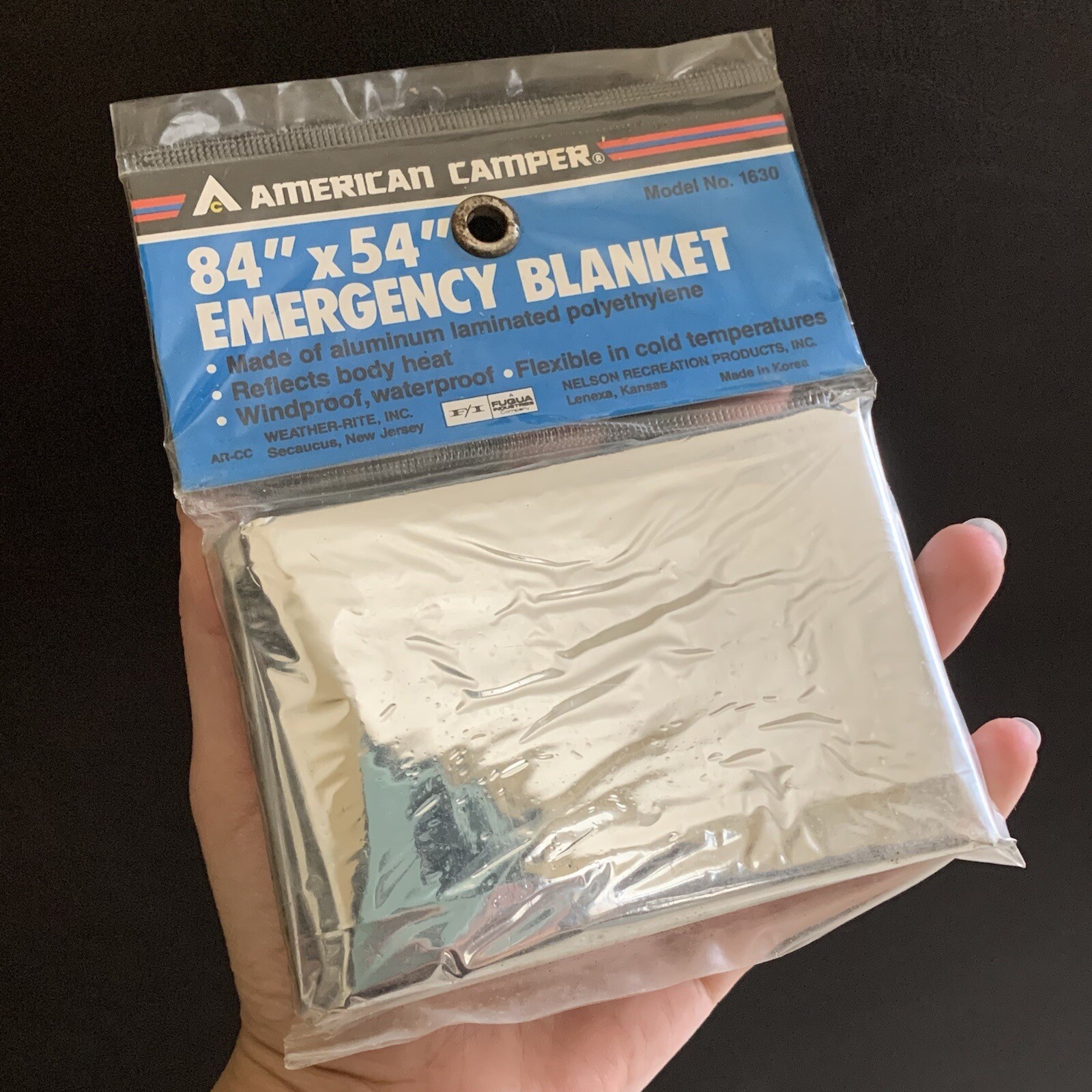 American Camper Emergency Blanket 84”x54” Silver Windproof Waterproof Survival