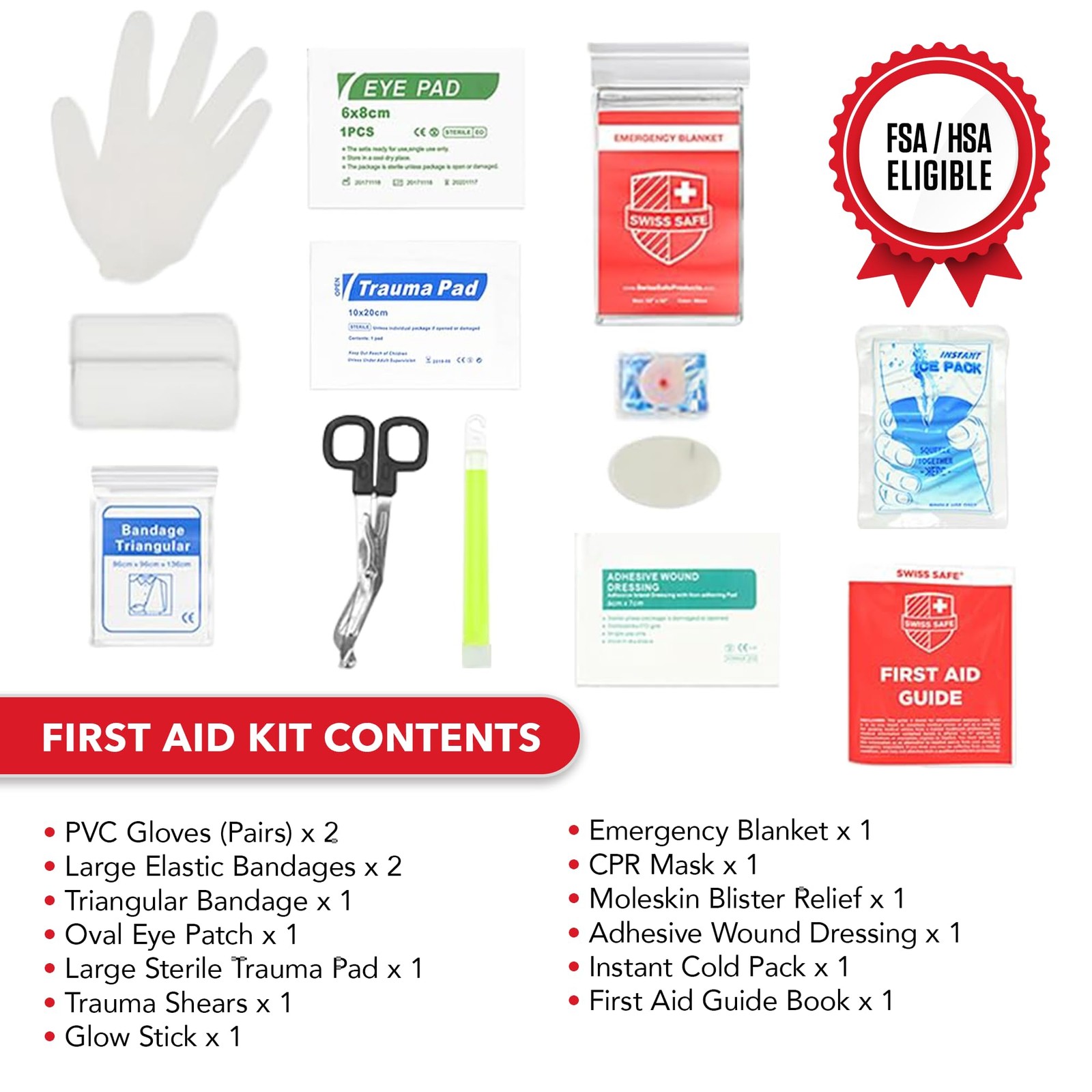 Swiss Safe 2-in-1 First Aid Kit for Car, Travel & 1 Pack, Large Hardcase