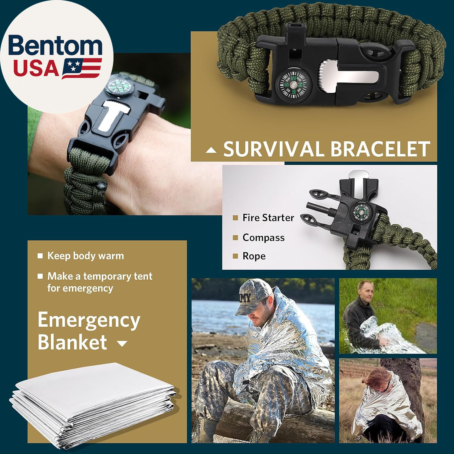 Gifts for Christmas Survival Kits for Men Dad Husband Him, 13 in 1 Survival Gear