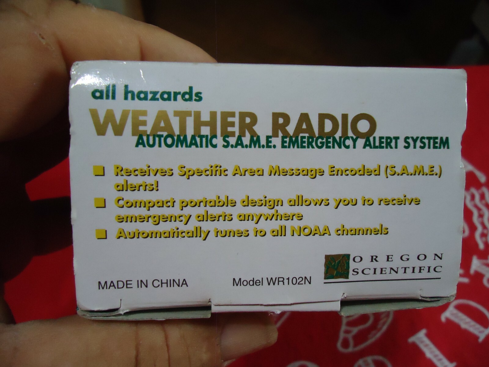 OREGON SCIENTIFIC MODEL WR102N ALL HAZARDS WEATHER RADIO AUTOMATIC S.A.M.E. ALER