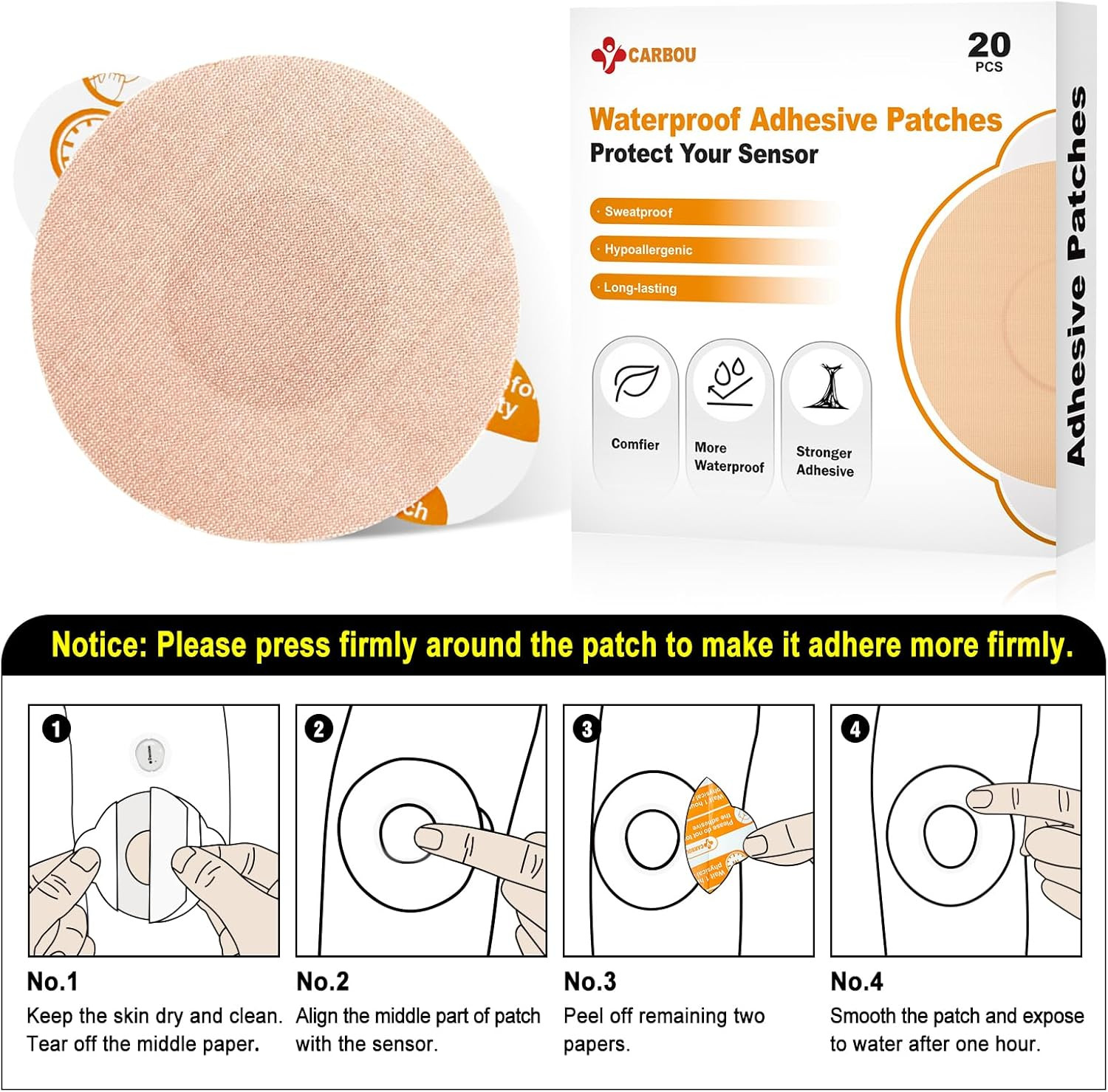 Freestyle Libre 2/3 Sensor Covers,20Pcs Freestyle Adhesive Patches Waterproof CG