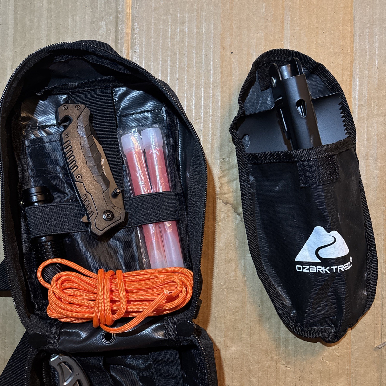 Ozark Trail Outdoor Survival Kit, 21 Piece, Flashlight Knife Fire Starters Pouch