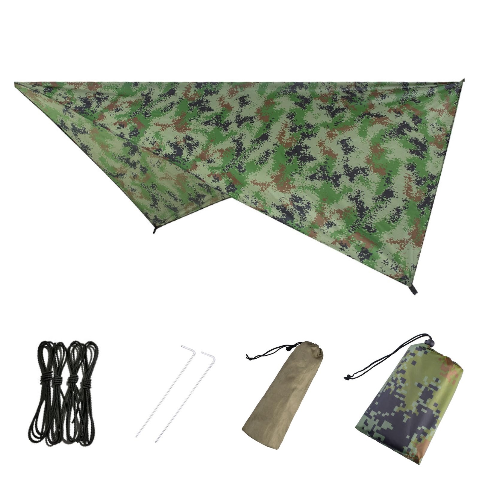 Azarxis Hammock Camping Tarp Rain Fly, 7.55 x 4.59 ft, #01 Camouflage