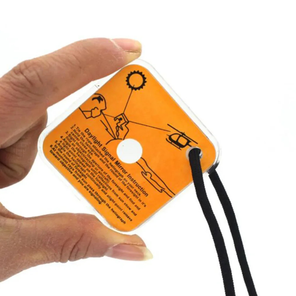 Reflective Signal Mirror for Hiking Camping Emergency Survival Tool Daylight