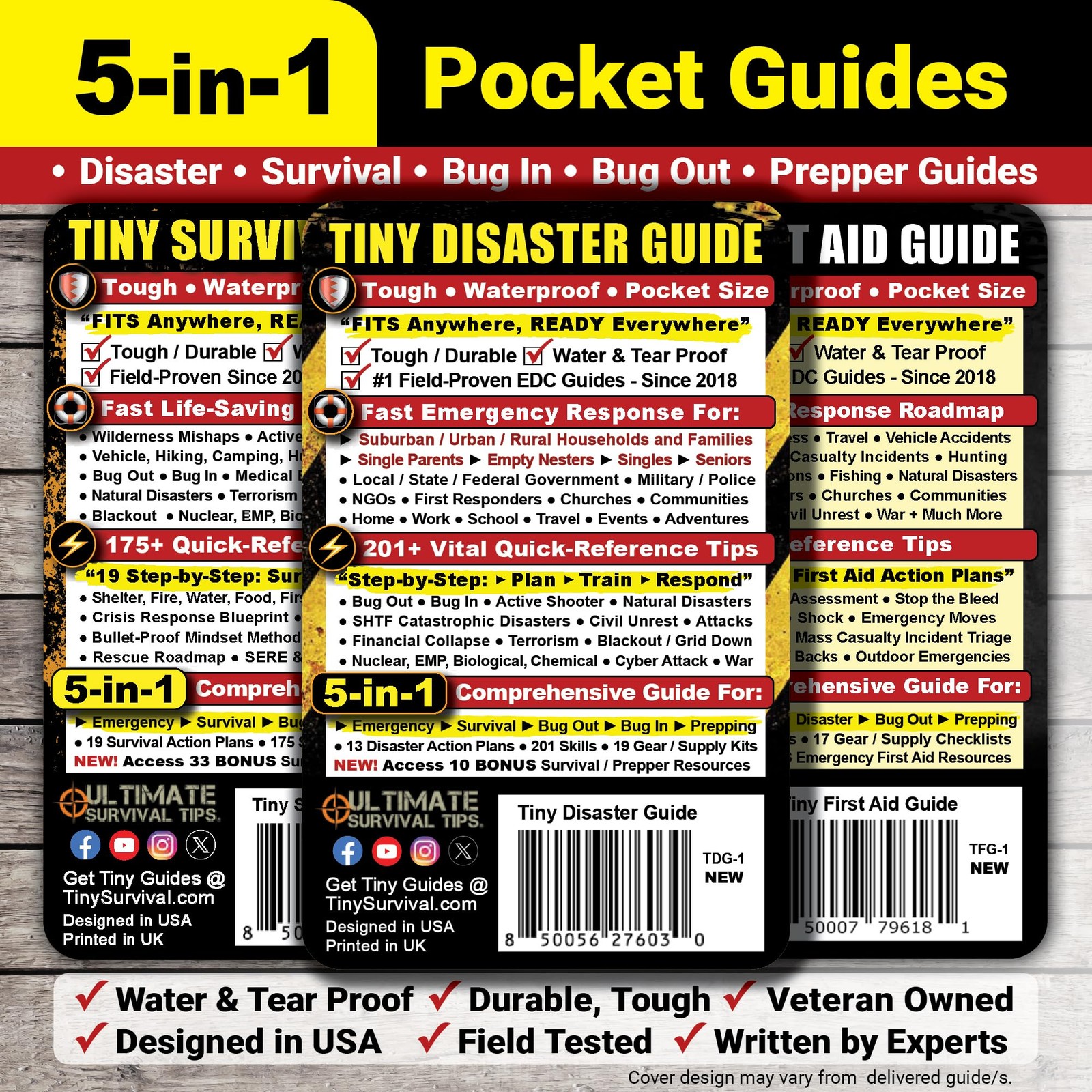 Tiny First Aid, & Survival Guide Set – Pocket Preparedness Handbooks for Safe…