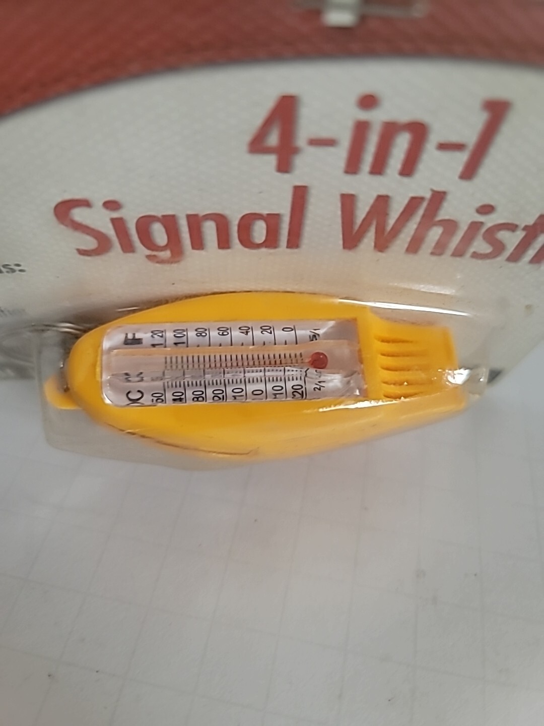 Ready Freddy 4 in 1 Signal Whistle in trouble w/ thermometer,compass,magnifier