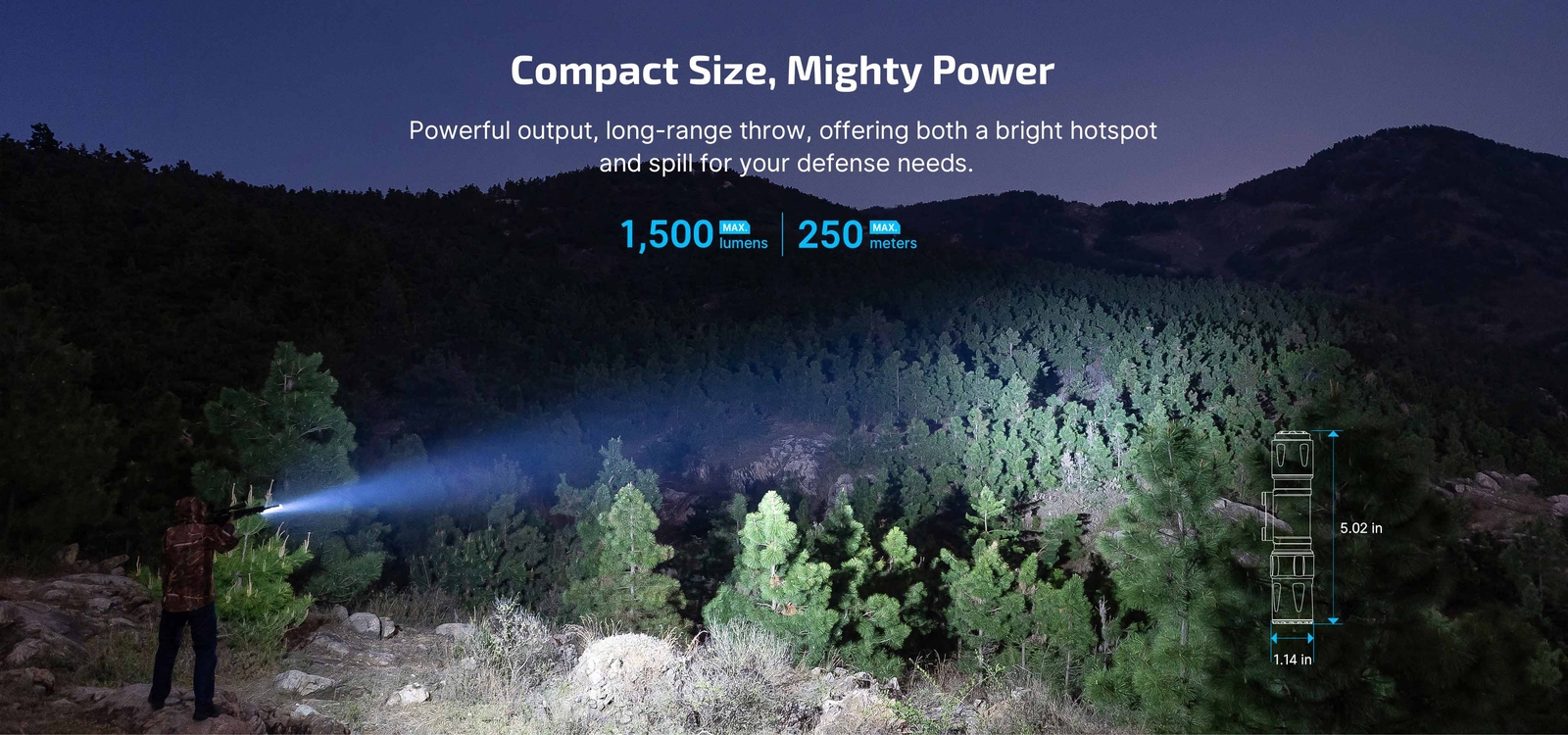 Olight Odin S 1500 Lumen Rechargeable Rail Mount Flashlight (Picatinny Mount)