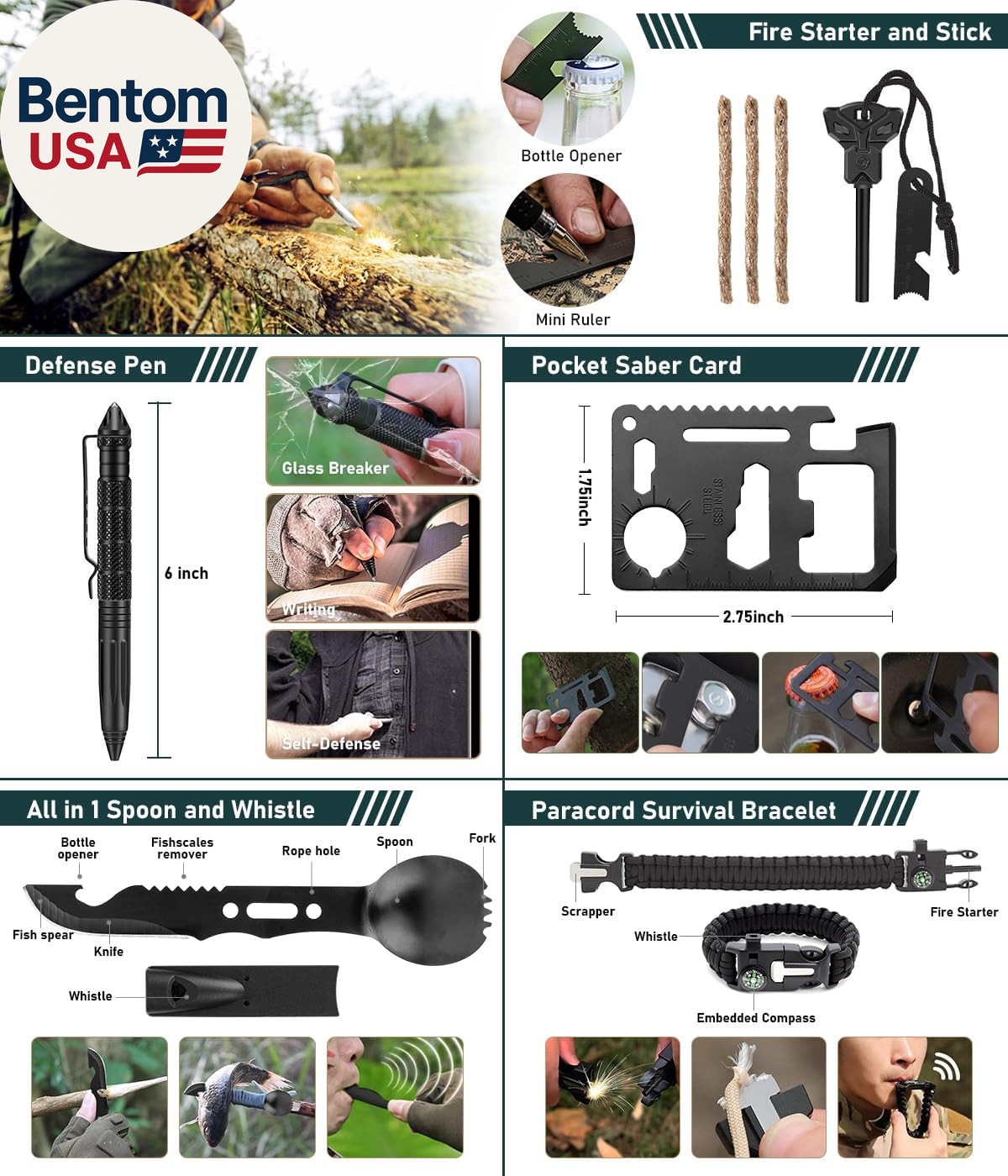 Survival Kit, 262Pcs Survival Gear and Supplies with First Aid Kit Pouch and Cro