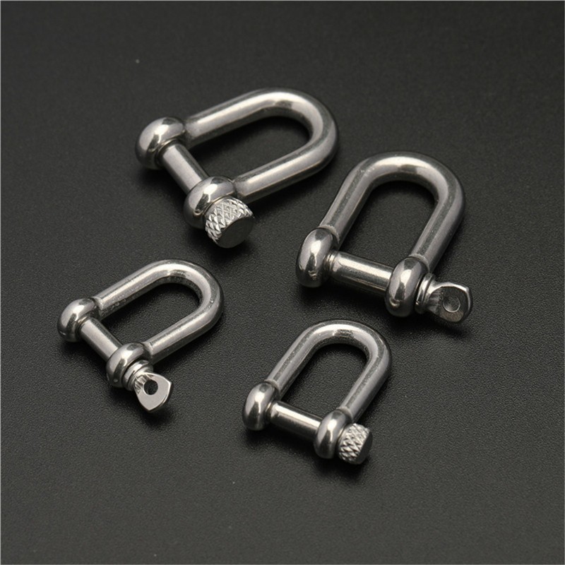 1 Pcs Stainless Steel Carabiner D Bow Shackle Fob Key Ring Hook Screw Buckle