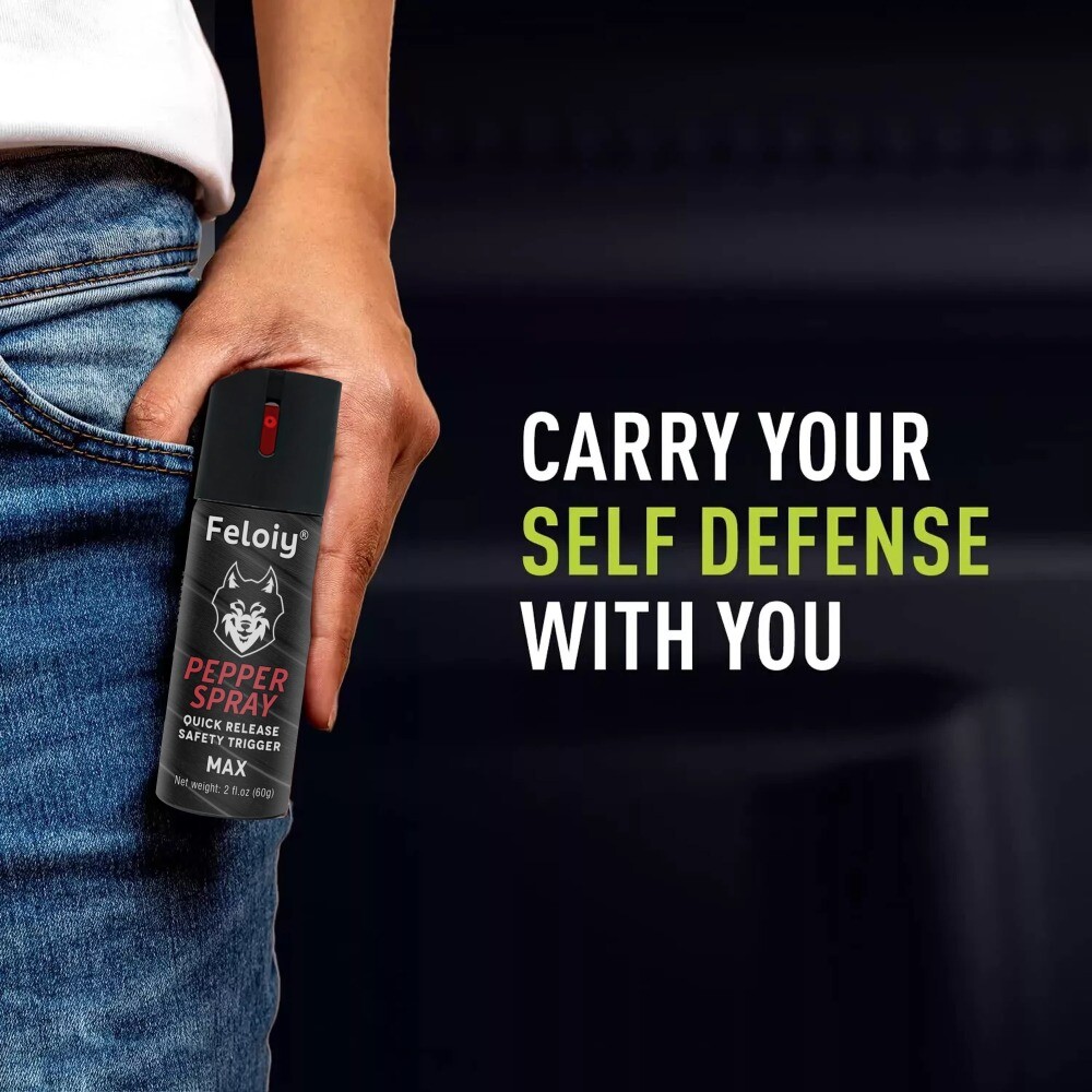 5 Bottles Feloiy Pepper Spray 2oz with Quick Release Safety Trigger Self Defense