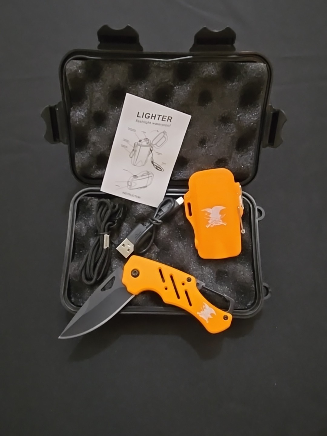 NRA Survival Kit Electric Torch Flashlight Multi Function Charging Cable Knife