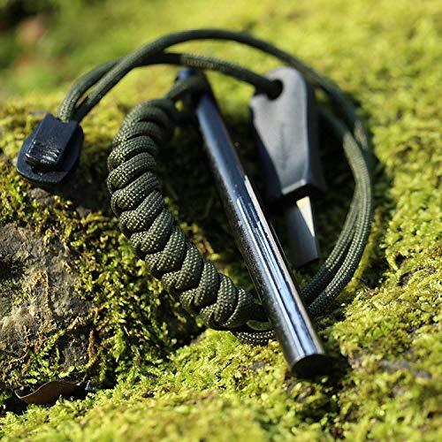 4″ Survival Ferrocerium Drilled Flint Fire Starter, Ferro Rod Kit with Striker