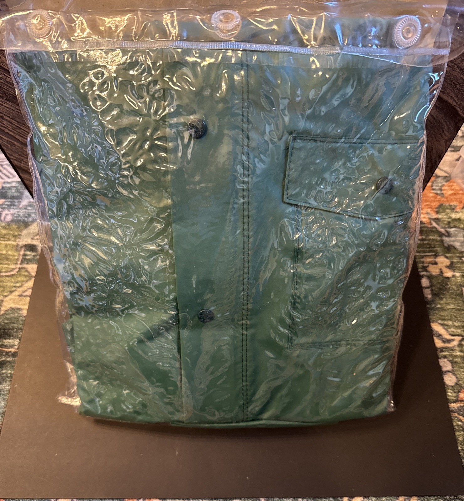 Vintage Weather Rite PVC Coated Nylon Rainsuit 2 Pc Set Deadstock Size L Green