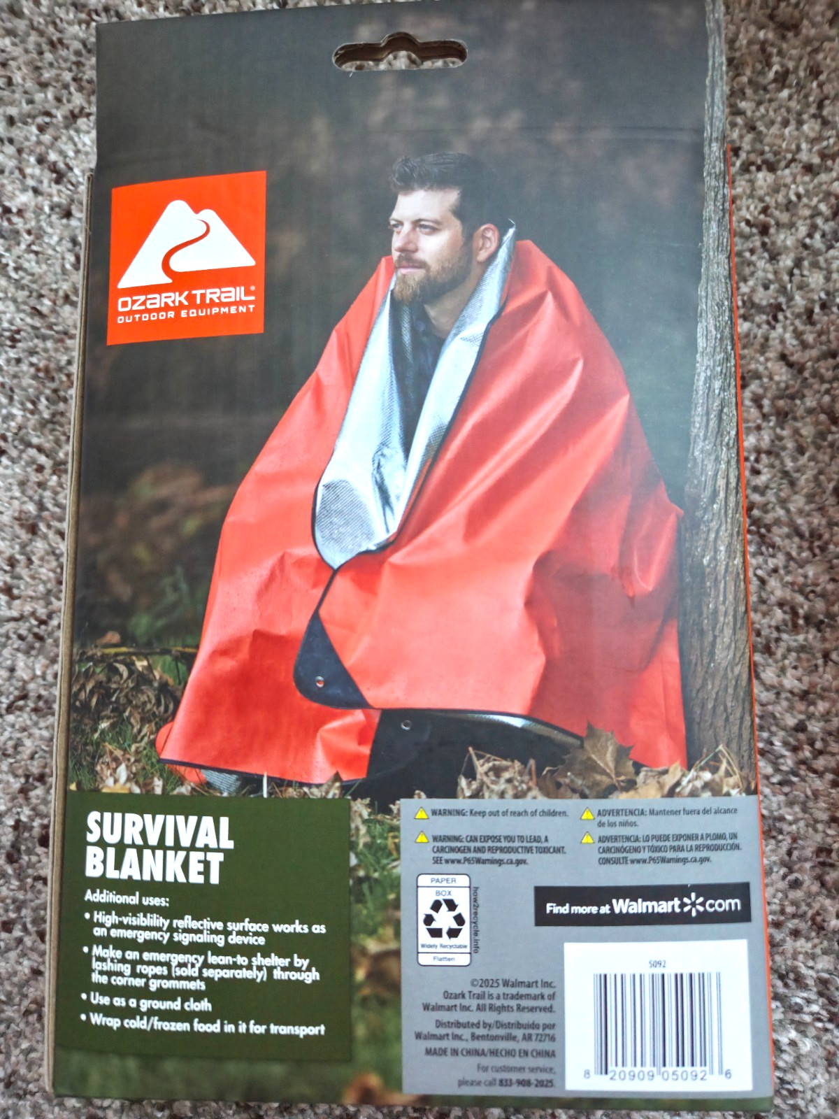 Ozark Trail Survival Blanket Waterproof Windproof Reflective Corner Grommets