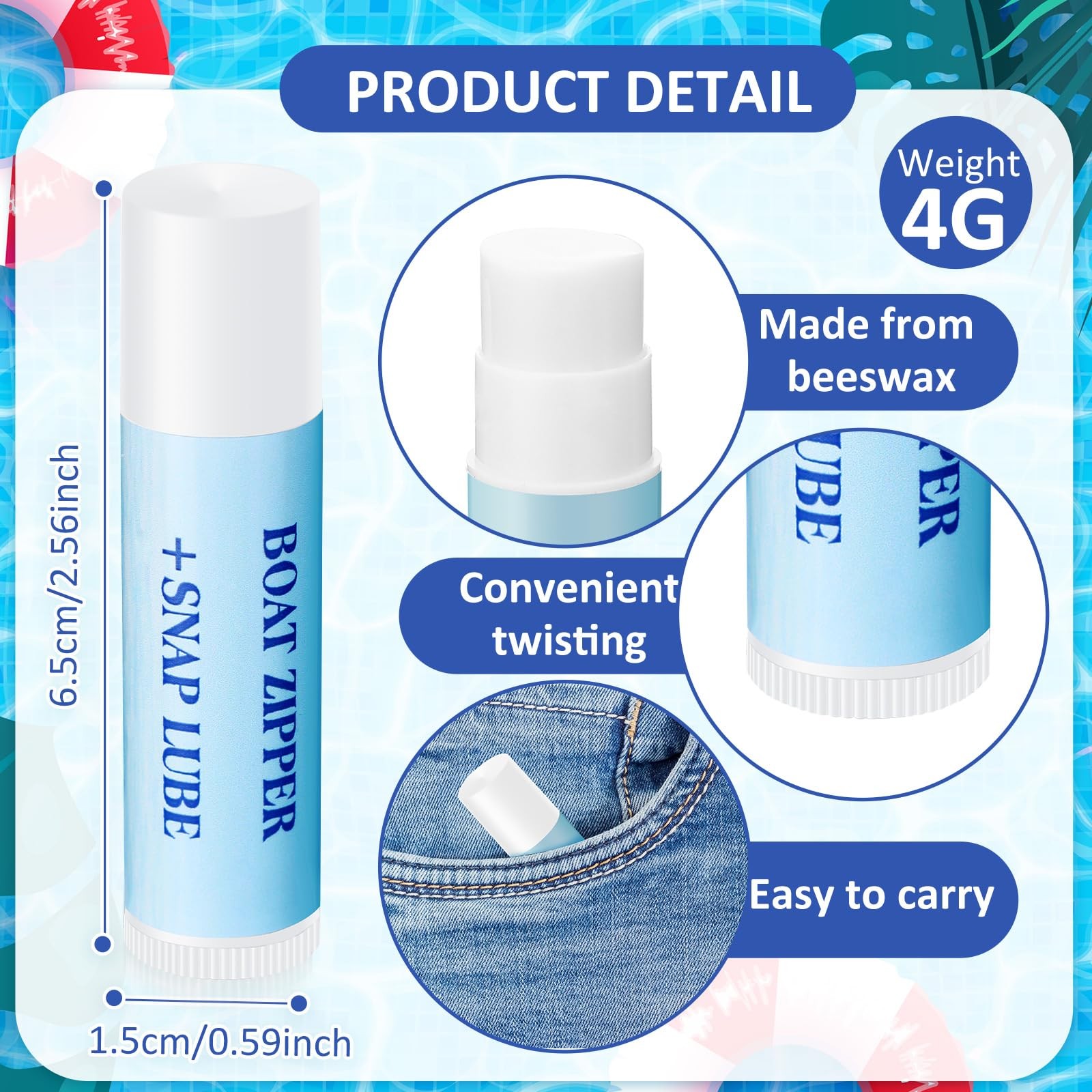 BBTO 3 Pcs Snap and Zip Wax Zipper Lubricant Stick Marine Lube for Boat…