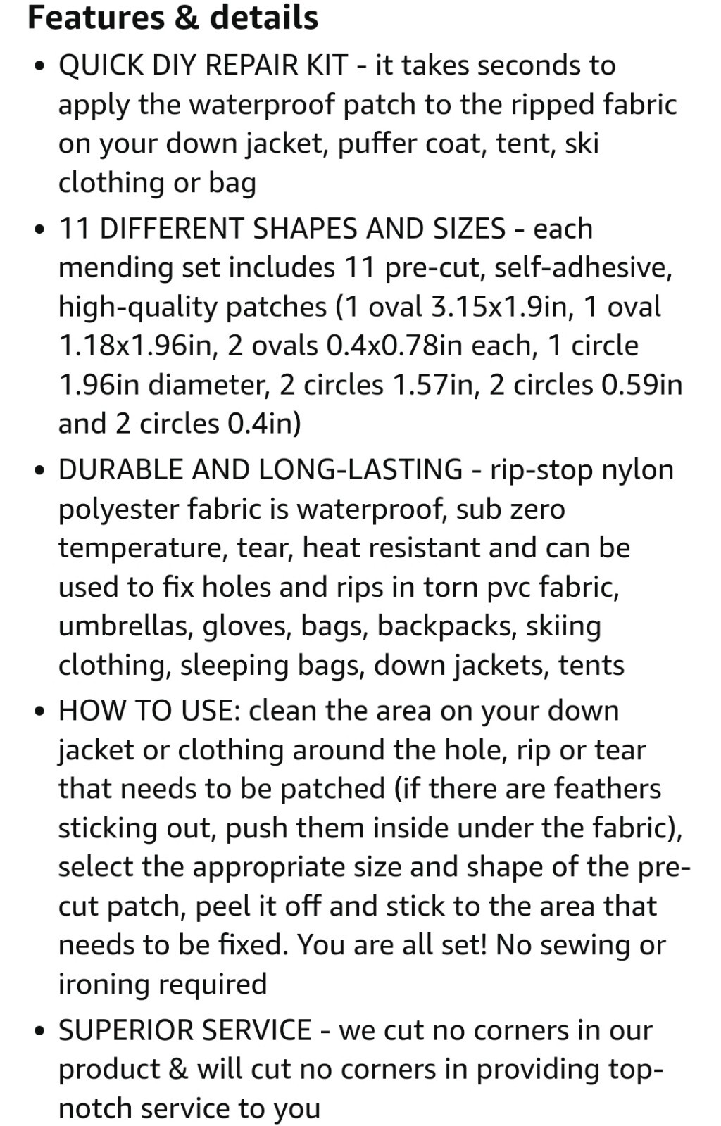 Azen Gear Self Adhesive Patches For Down Jackets 11 Piece Kits Black- LOT OF 2