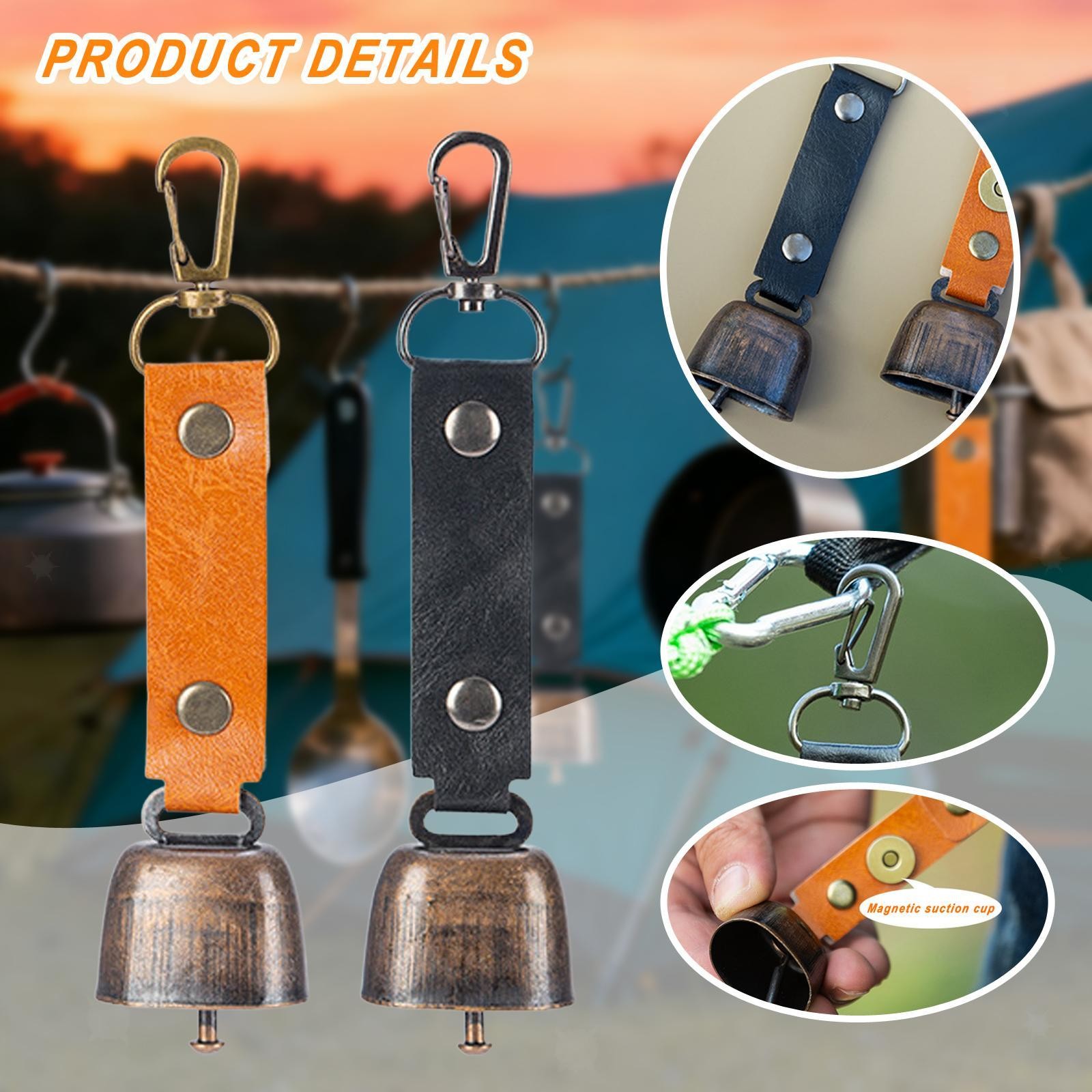 2x Loud Bear Bells Compact Backpacks Pendants for Trikking Survival Climbing