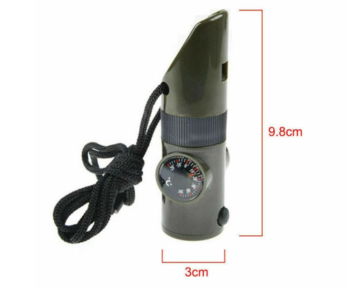 7 in 1 Compass Light Fire Starter Emergency Whistle Survival Camping Multi Tool