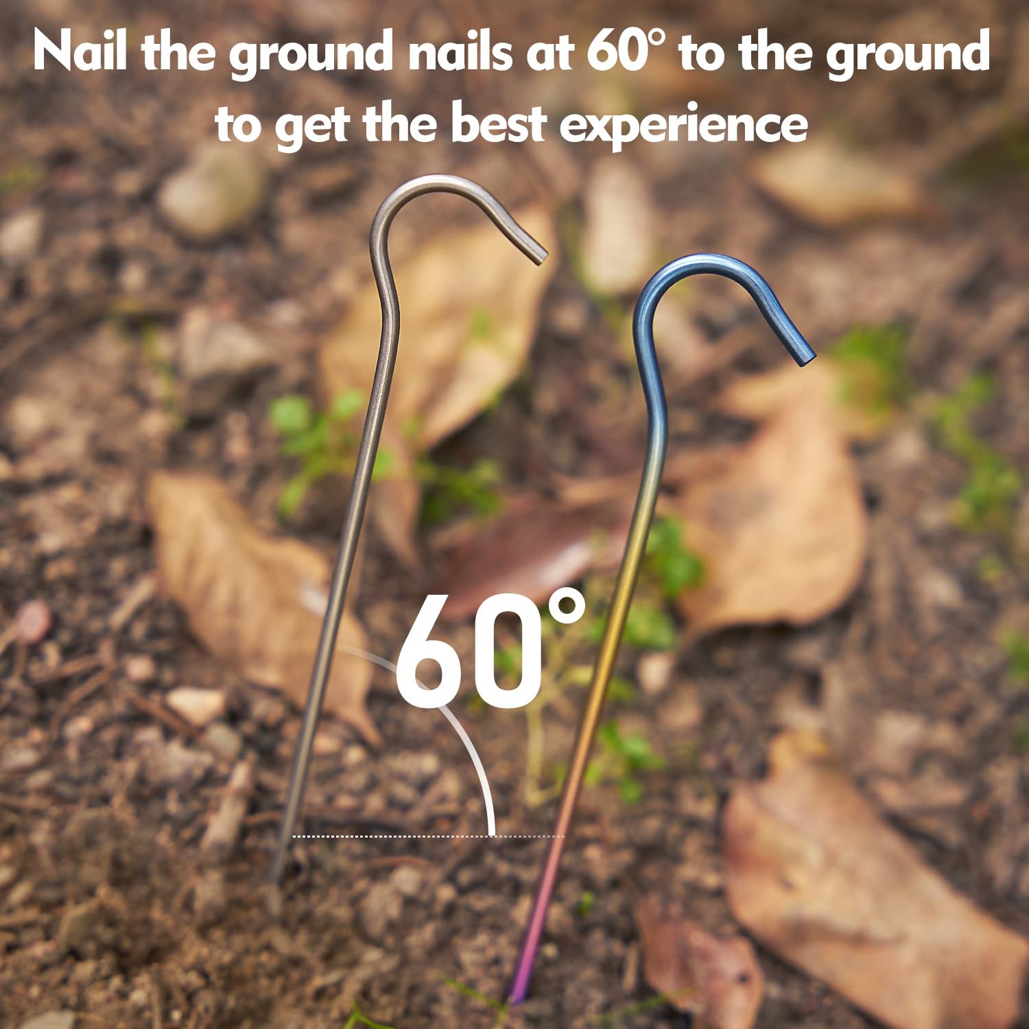 TITO Titanium Shepherd’s Hook Tent Stakes pegs Nail Dia silver