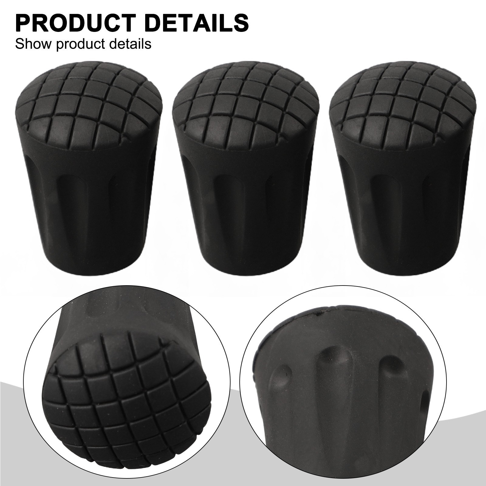 Trekking Pole Tips Replacement Long Lasting Rubber Feet (3pcs) for Hiking Poles