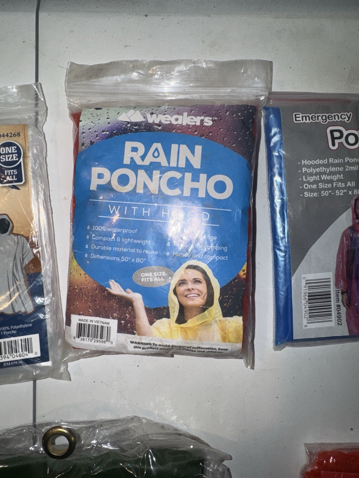 Lot of 6 Emergency & Rain Ponchos – Mixed Brands – One Size Fits All