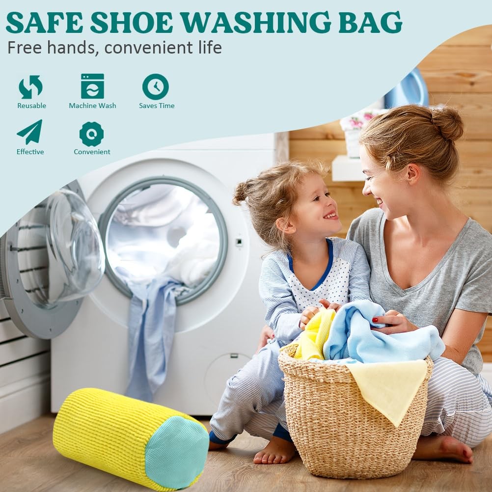 Shoe Washing Machine Bag 2 Pack, 360°Deep Clean 12.8 liters, Yellow 2pcs