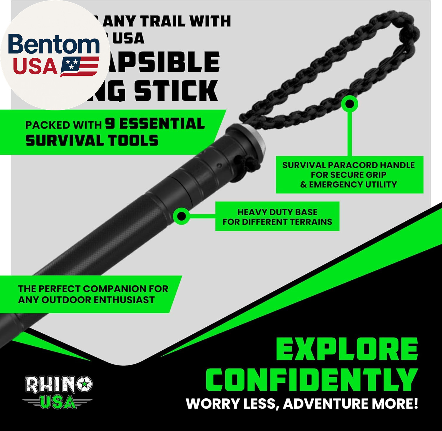 Tactical Hiking Stick with Integrated Survival Kit – Essential Camping Gear for