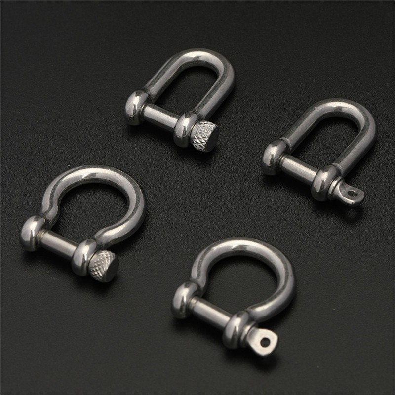 1 Pcs Stainless Steel Carabiner D Bow Shackle Fob Key Ring Hook Screw Buckle