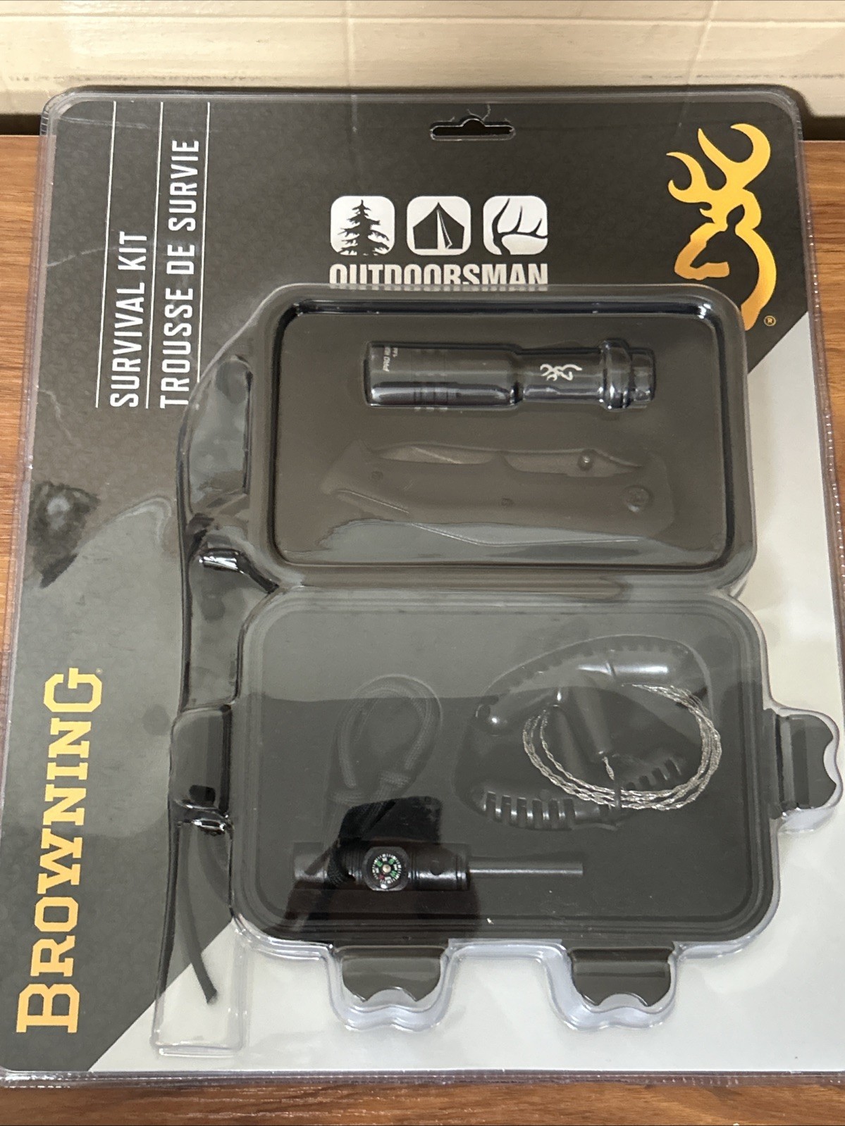 Browning Survival Kit Including Light, Knife, Fire Starter With Compass & Saw