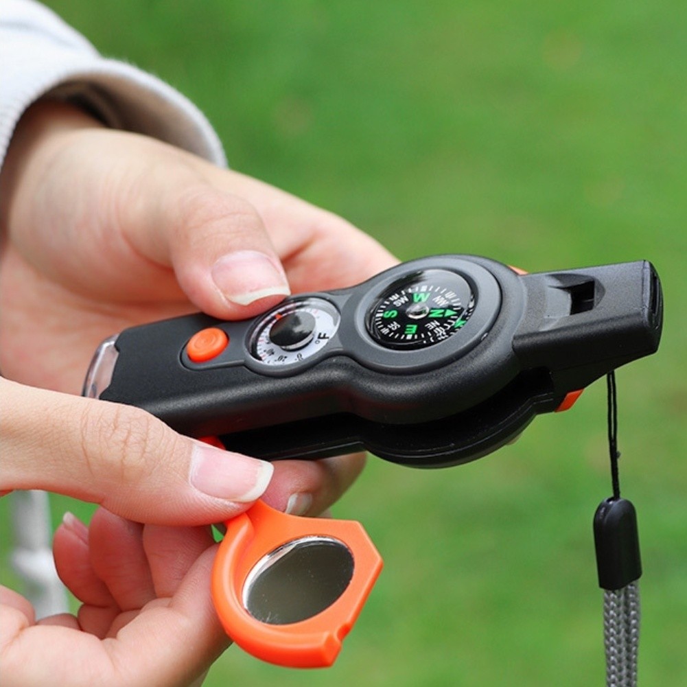 ABS Outdoor Tools Survival Whistle Built-in Thermometer Length: 109mm