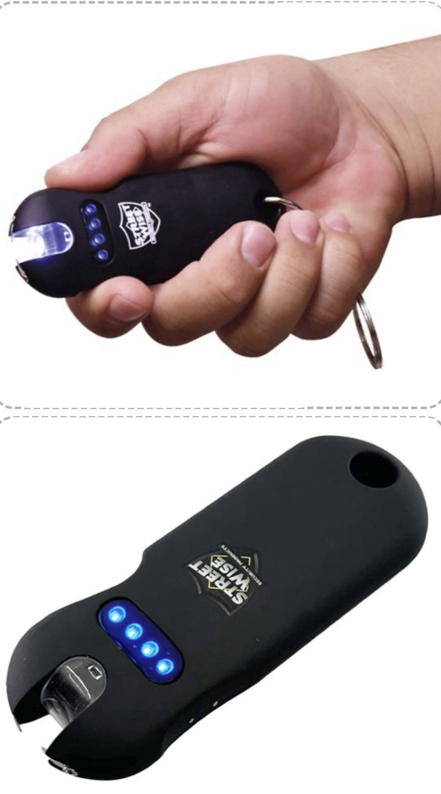 SMART POLICE MINI Stun Gun Flashlight QUICK RELEASE battery meter RECHARGEABLE