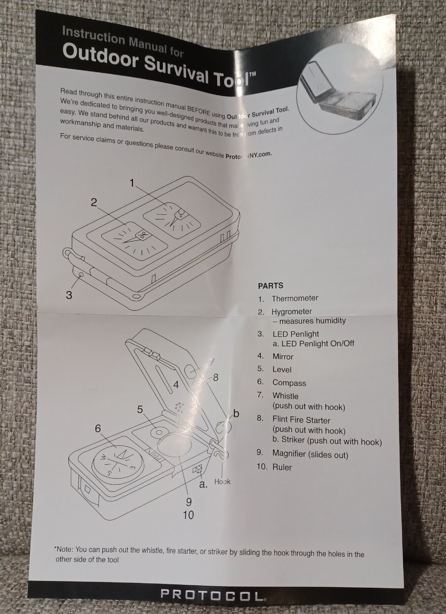 Outdoor Survival Tool 10-in-1 Compact by Protocol