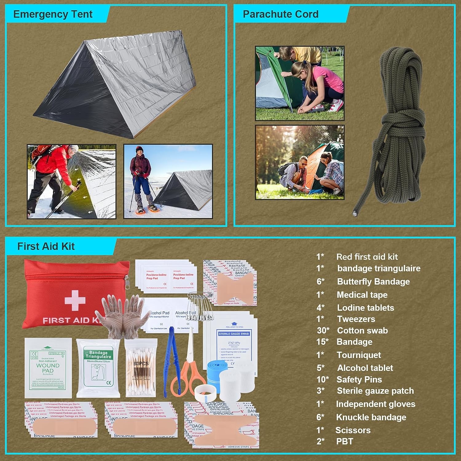 Survival Kit 251pcs Emergency Survival Gear Kit Gift for Men Women Christmas