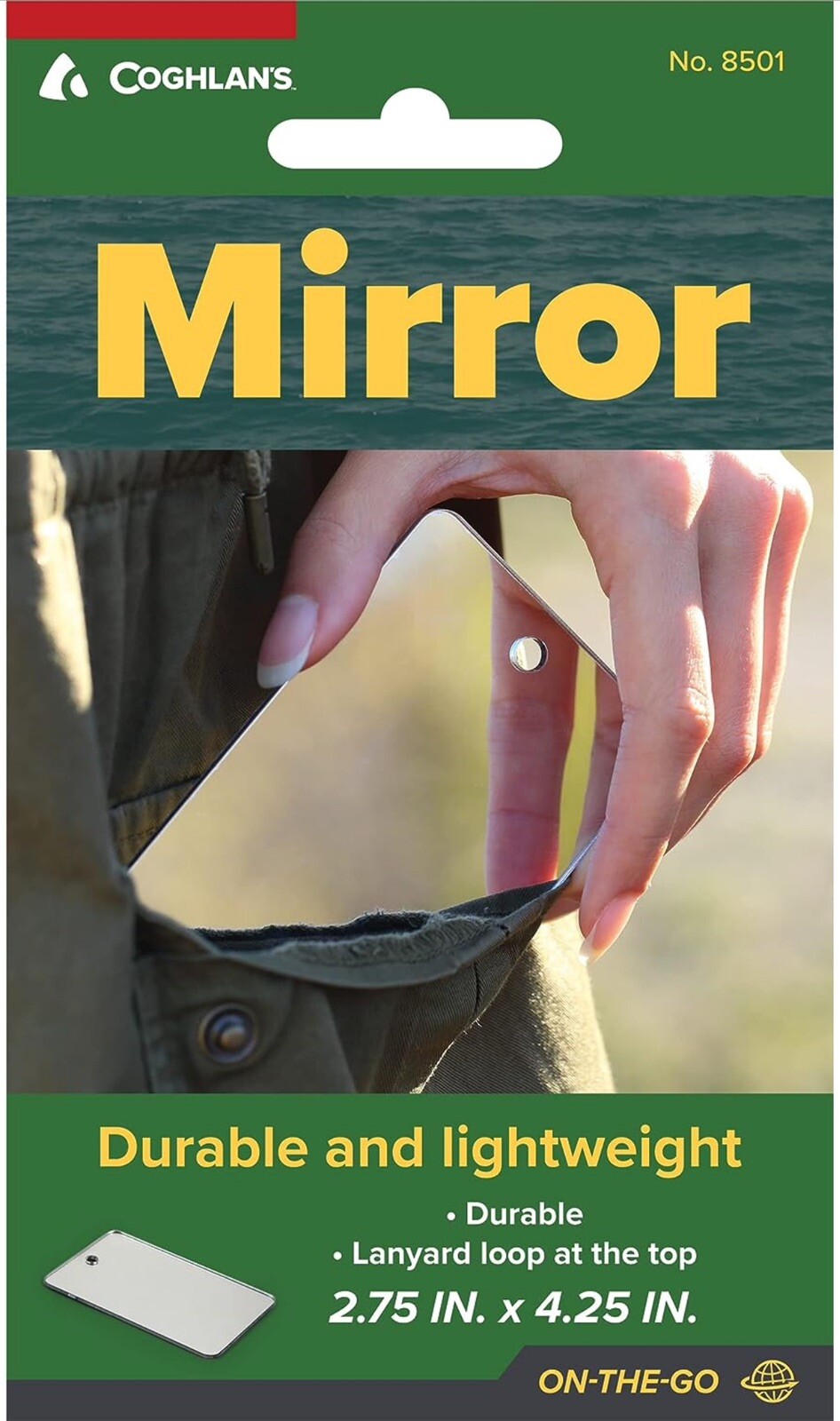 Coghlans Pocket Size Mirrors with Built-in Lanyard Hole, Packaging May Vary