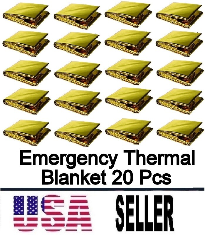 20 Pcs Medical Emergency Thermal Blanket Mylar Trauma Military Survival Gold