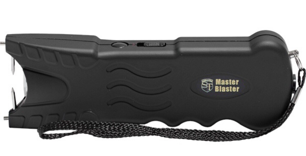 MASTER BLASTER POLICE Stun Gun Self Defense Black Rechargeable w/LED & HOLSTER