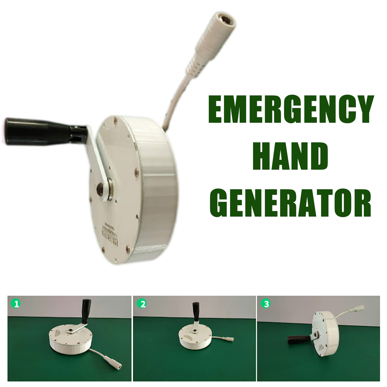 80W Portable Micro DC HAND CRANK GENERATOR OUTDOOR EMERGENCY CHARGING LIGHTING