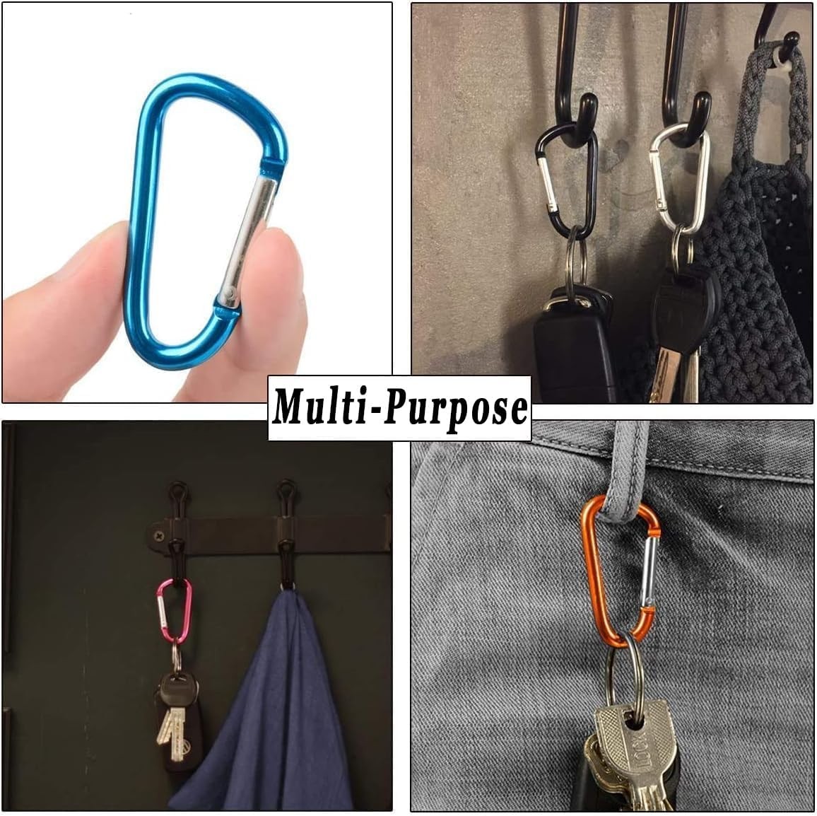 Aluminum Carabiner Clip, Carabeaner D Ring Shape,Spring Snap Key Chain Clip Hook