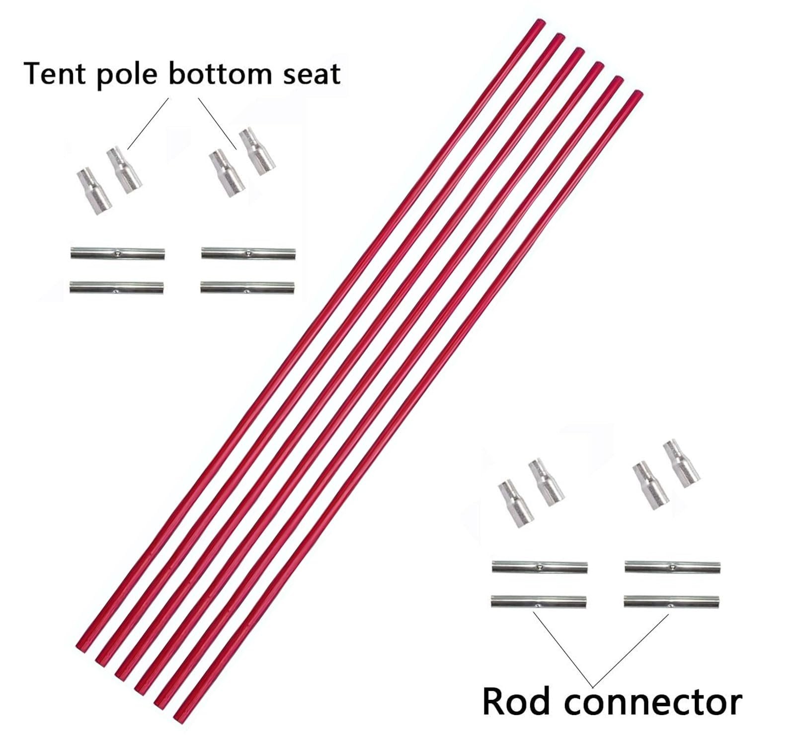 DIY Poles for Bike Tent, Tent Pole Replacement, 17 inches- 36 packs( red )